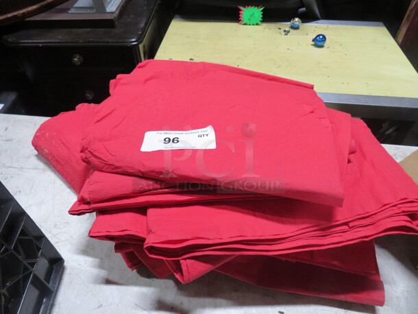 One Lot Of Red Paper Table Cloths.