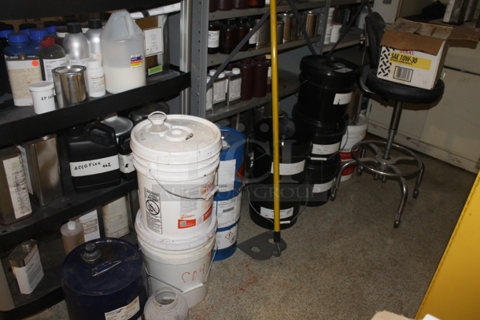 ALL ONE MONEY! Lot of Stool and Various Buckets. BUYER MUST REMOVE.