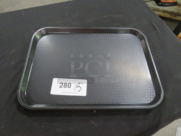 One Lot Of 15 Black Lunch Trays. 16X12