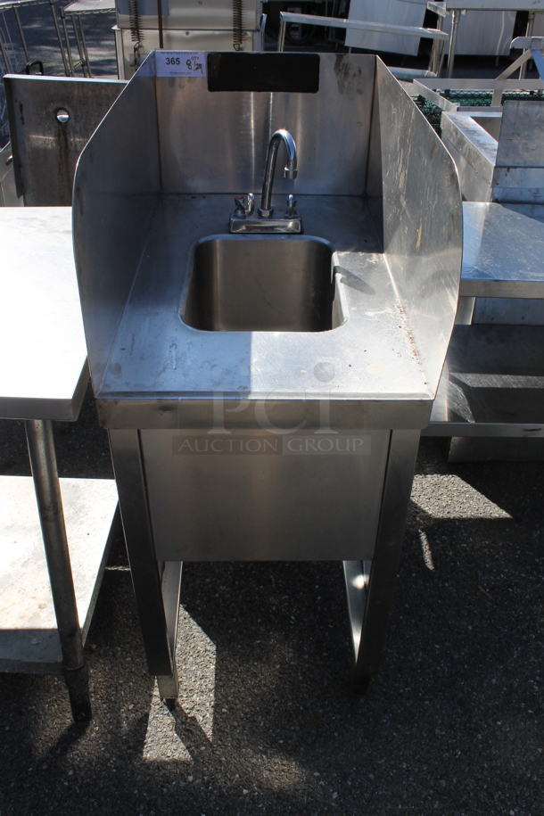 Stainless Steel Commercial Single Bay Sink w/ Faucet, Handles and Side Splash Guards. - Image 1 of 3