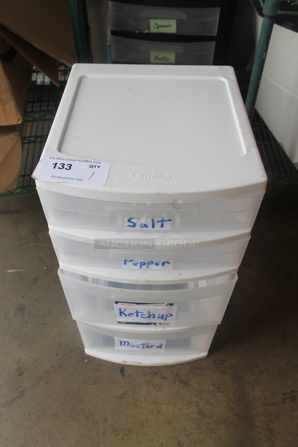 Clear and White Poly 4 Drawer Filing Cabinet. - Image 1 of 4