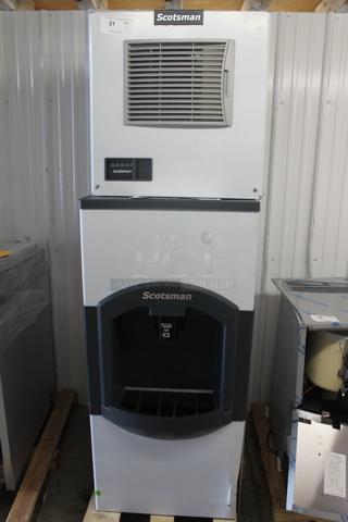BRAND NEW SCRATCH AND DENT! 2023 Scotsman MC0322MA-1A Prodigy Elite Series Stainless Steel Commercial Medium Cube Ice Machine with Dispense. 356 lb. 115 Volts, 1 Phase.