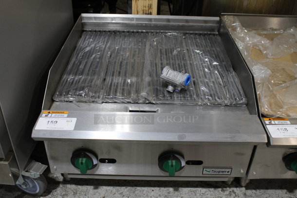 BRAND NEW! 2021 Supera PBR24 Stainless Steel Commercial Countertop Natural Gas Powered Charbroiler Grill. 70,000 BTU. 