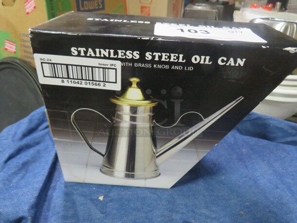 One NEW Stainless Steel Oil Can. #OC-24 - Image 1 of 1