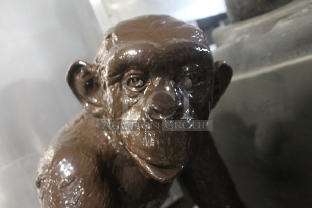 WOW! Bronze Painted Brown Bonobo Ape Statue. - Image 2 of 6