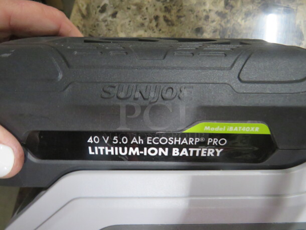 One Sun Joe 40 Volt Eco Sharp Lithium ION Battery And Charger. - Image 2 of 3