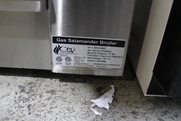 BRAND NEW SCRATCH AND DENT! Cooking Performance Group CPG 351S36SBL Stainless Steel Commercial Propane Gas Powered Salamander Broiler Cheese Melter. 36,000 BTU. - Image 6 of 6