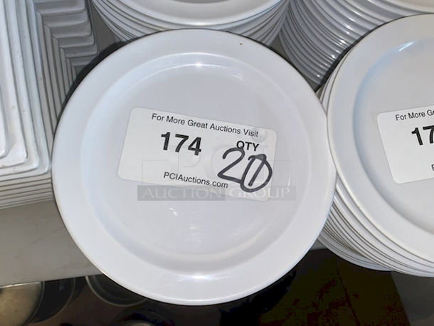 OUTSTANDING!! Thunder Group NS107W 7 1/4" Narrow Rim Nustone White Melamine Plates. 20x Your Bid - Image 1 of 2
