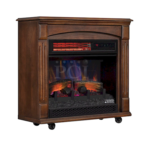 ChimneyFree® Rolling Mantel with 3D Infrared Quartz Electric Fireplace, Remote Controlled, Caramel Birch - Image 5 of 5