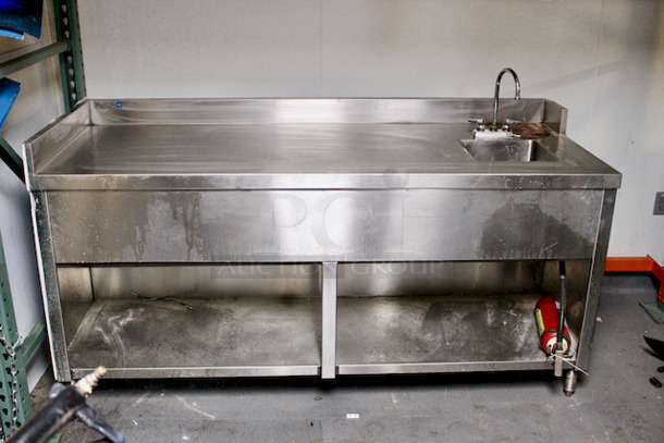 CHEFS CHOICE! Stainless Steel Prep-Table With 1 Bay Sink and Undershelf. 
76x30x40-1/2
