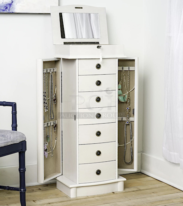 Hives and Honey Nora Standing Jewelry Armoire Jewelry Chest- White
 - Image 2 of 6