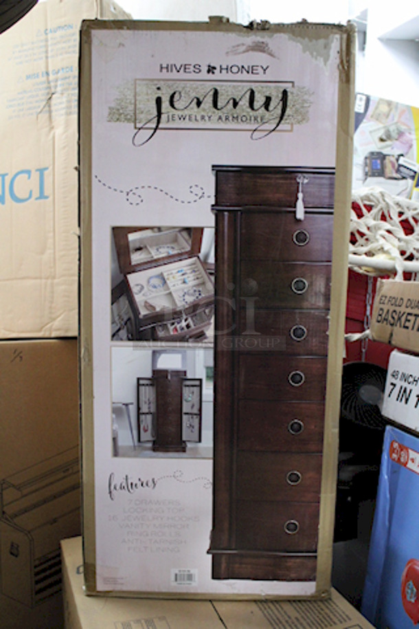 Hives and Honey Jenny Freestanding Wood Jewelry Armoire - Walnut
 - Image 2 of 5