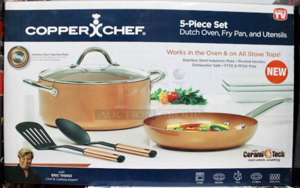 Copper Chef 5-Piece Set: Dutch Oven, Fry Pan, and Utensils