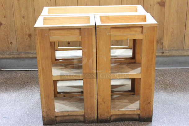 BEAUTIFUL! Wood Merchandisers. 
(1): 33-1/2x13-1/2x33-1/2
(2): 17-1/2x13x33-1/2
3x Your Bid - Image 12 of 12