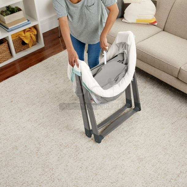 NEW!! Ingenuity Foldaway Rocking Wood Bassinet Portable Folding Rocking Bassinet - Wallace. 37" x 23-1/4" x 28 - Image 6 of 10