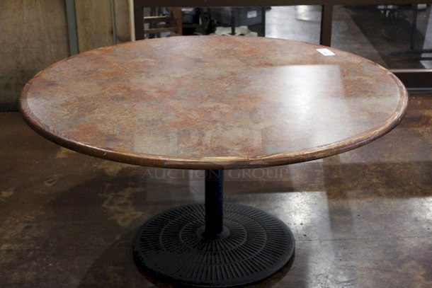 FAMILY SIZE! Large Round Wood Table Top With Heavy Duty Weighted Round Table Base. 
60x30 - Image 5 of 6