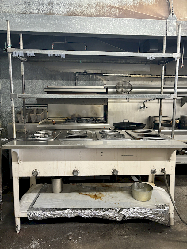 Electric 4-Well Steam Stable With 2 Storage Shelves and Ticket Rail. Heating Element does not function correctly. 58x24x74-1/2 - Image 1 of 2