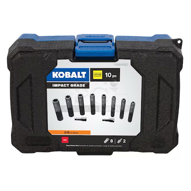 Kobalt 10-Piece Standard (SAE) 3/8-in Drive Set 6-Point Impact Socket Set. Model 86451  - Image 1 of 6