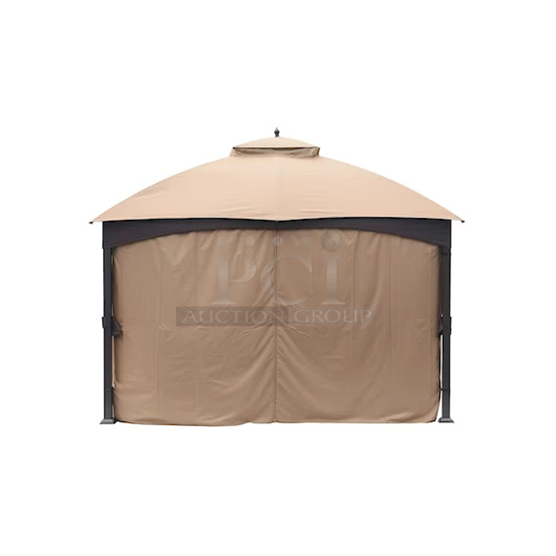 BEAUTIFUL! Allen + Roth 12ft x 10ft Metal Screened Gazebo - Brown.  - Image 4 of 12