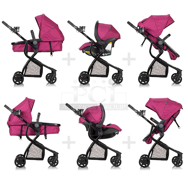 Urbini Omni Plus Special Edition Travel System Stroller, Raspberry Pink.
26.38 x 34.84 x 44.09 Inches - Image 10 of 12