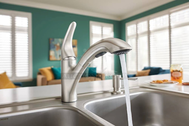 SPLENDIFEROUS!! Moen Galvin Drop-In 22-in x 33-in Stainless Steel Double Equal Bowl 2-Hole Kitchen Sink All-in-one Kit.  - Image 7 of 7