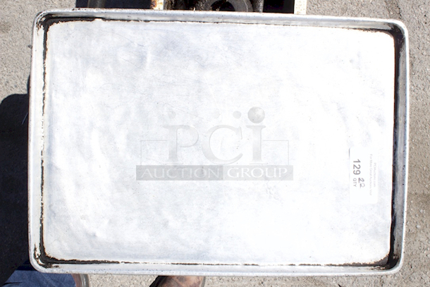 Full Size Sheet Pans, Wire In Rim Aluminum Pans. (27) Standard, (2) Perforated. 22x Your Bid - Image 4 of 8