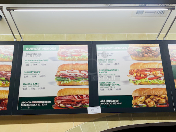 Visual Graphic Systems Full Size Illuminated Magnetic Menu Board. Easily Change Menu By Pulling Back The Magnetic Boarder.  - Image 2 of 2