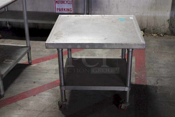 Equipment Stand With Undershelf on Commercial Casters, Stainless Steel. 30x30x27