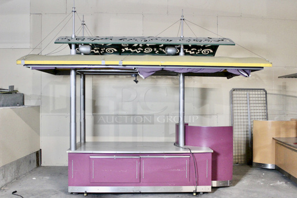 VERY NICE! Kiosk With Point of Sales Station, Locking Drawers, Track Lighting. On Commercial Casters. 150x95-1/2x132. 115v - Image 6 of 6