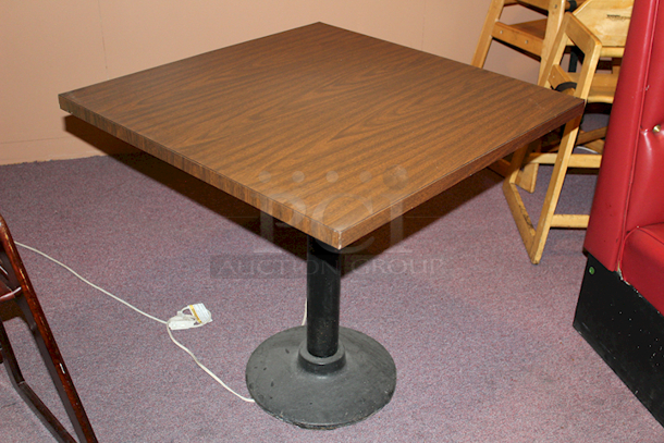 PERFECT! 30” Square Wood Table With Heavy Duty Weighted Round Base 30x30x29 - Image 4 of 4