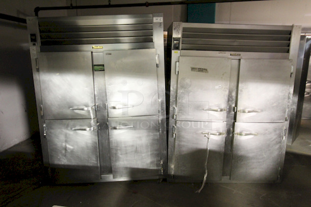 HOT & COLD! (1) Traulsen Heat and Hold, (1) Traulsen RHT232WUT Stainless Steel 51.6 Cu. Ft. Half Door Two Section Reach In Refrigerator - Specification Line 115v/60hz/1ph 83-1/4x58x35. 2x your Bid