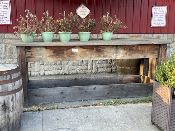 HEAVY DUTY! Solid Wood Bar Height Outdoor Table With Room For Storage In The Base, 60"x18x42"  - Image 1 of 5