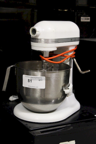 KitchenAid KSM8990WH White 8 Qt. Bowl Lift Countertop Mixer with Standard Accessories - 120V, 1 3/10 hp