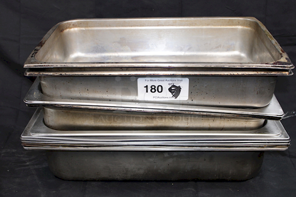 STACK OF 9 ½ Size Hotel Pans. 4”-6” Deep. 9x Your Bid.  - Image 1 of 2