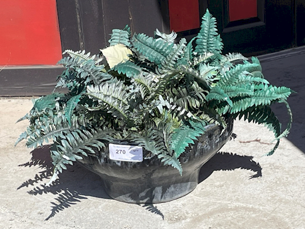 LARGE! Decorative Ceramic Potter With Artificial Plants - Image 3 of 3