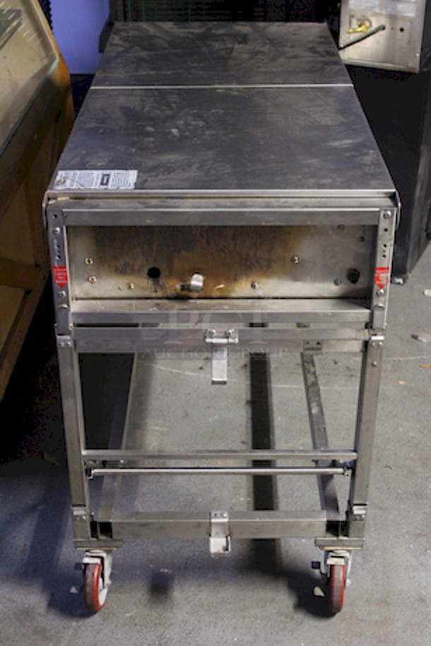 SWEET! Grand Cafe BBQ Grill model CGE06ALP, Propane, 116000BTU. Fully Functional. On HD Commercial Casters. Missing Grate on the Left Side and Some Of The Knobs. 
65-1/2x24-1/4x37 - Image 6 of 10