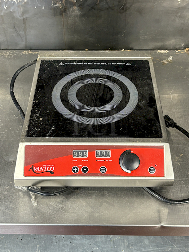 NEW! Avantco IC1800 Countertop Induction Range / Cooker - 120V, 1800W. Multiple Cooking Modes From 140 — 460 degrees Fahrenheit, 15 Power Levels.  - Image 1 of 3