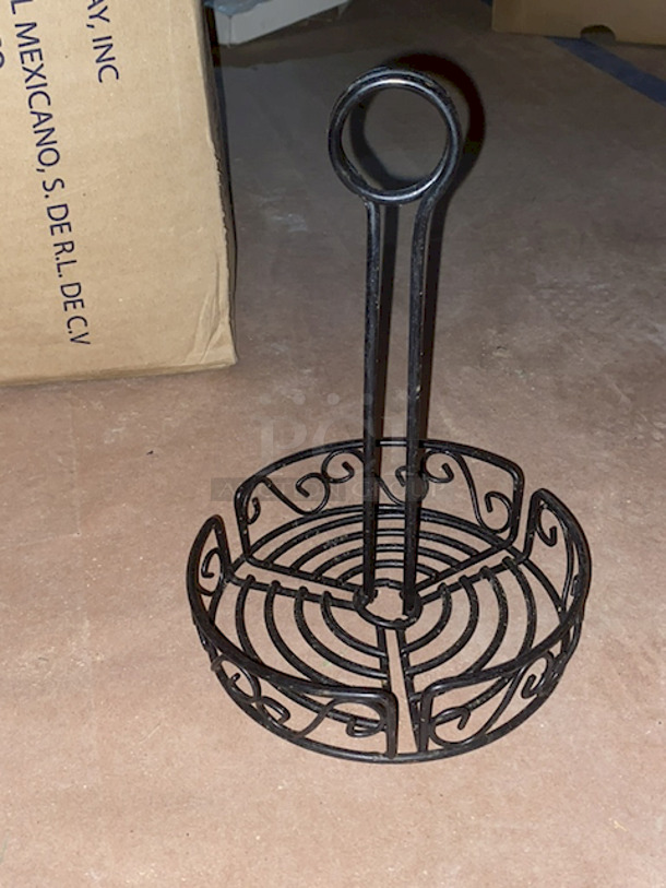 HUGE LOT! American Metalcraft WBCC6 Black Round Wrought Iron Scroll Design Condiment Caddy - 6 1/4" x 9". 20x Your Bid - Image 3 of 3