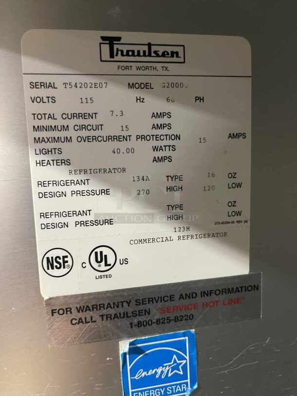 Traulsen G20000 52 1/10" Two Section Reach In Refrigerator, (4) Left/Right Hinge Solid Doors, 115v
 - Image 5 of 5