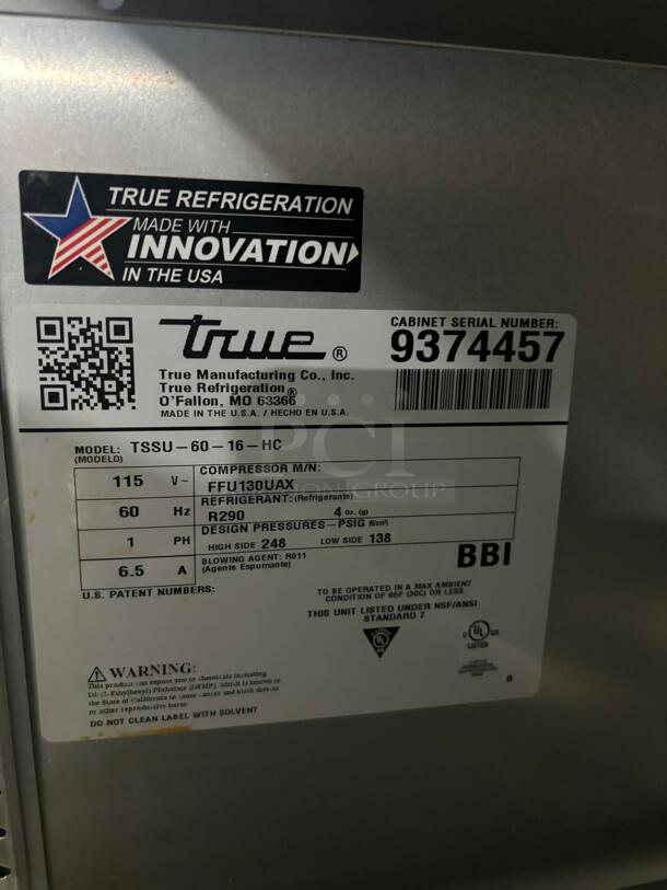True TSSU-48-12-HC 48" TSSU Series Sandwich/Salad Prep Table w/ Refrigerated Base, 115v
 - Image 5 of 7