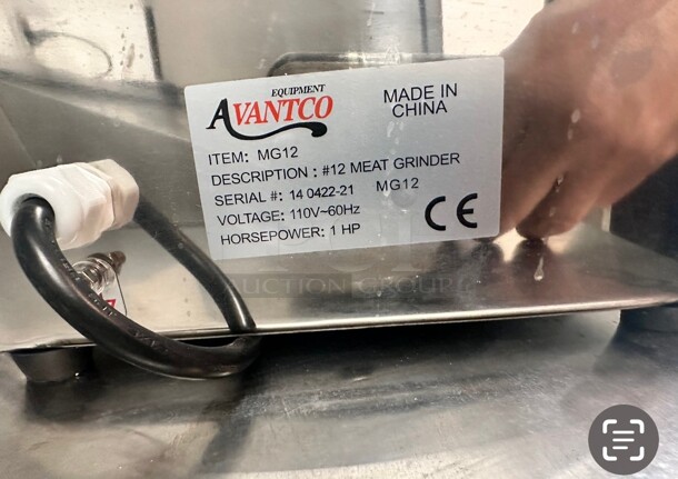 Like New Avantco MG12 #12 Meat Grinder - 110V, 1 hp Working - Image 8 of 9