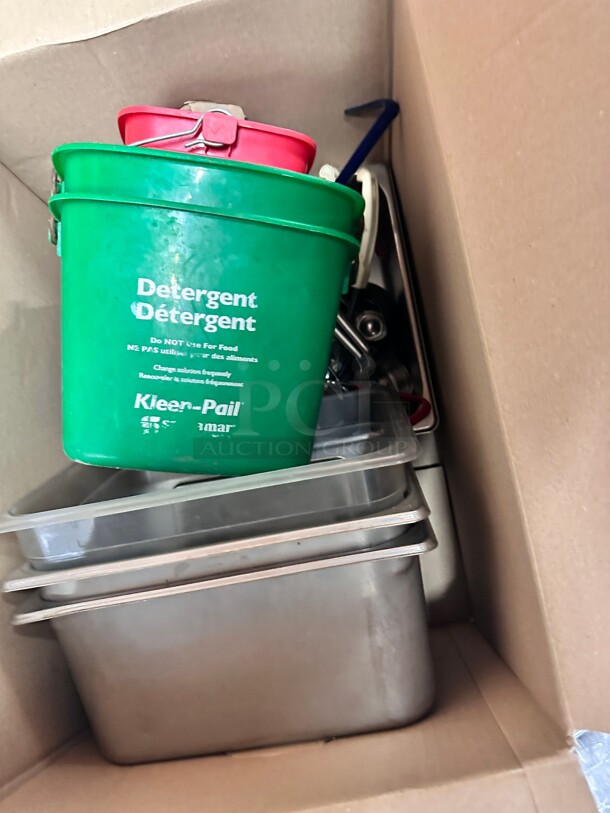 One Lot A Box Of Kitchen Spoons and Plastic Containers  - Image 2 of 3