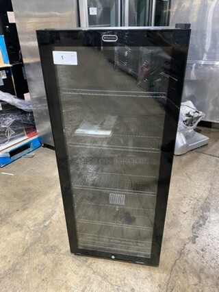 NEW! OUT OF THE BOX! SCRATCH-N-DENT! Whynter Single Door Wine Bottle Cooler/Chiller! With View Through Door! With Racks! 34 Wine Bottle Capacity! Model: FWC1201BB 115V