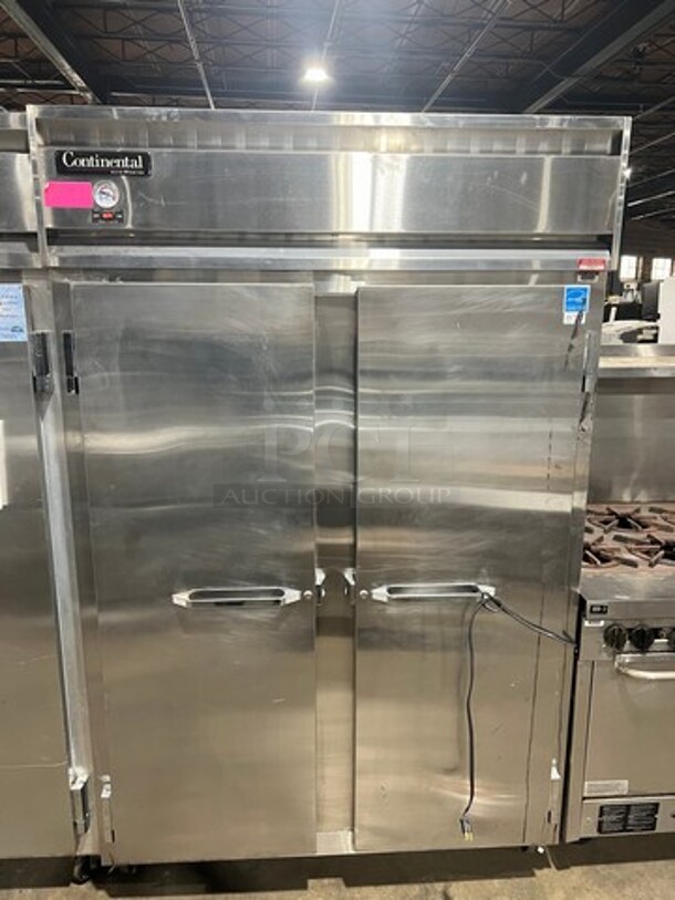 Continental Commercial 2 Door Reach In Cooler! With Poly Coated Racks! All Stainless Steel! On Casters! Model: 2RSA SN: 15196927 115V 60HZ 1 Phase