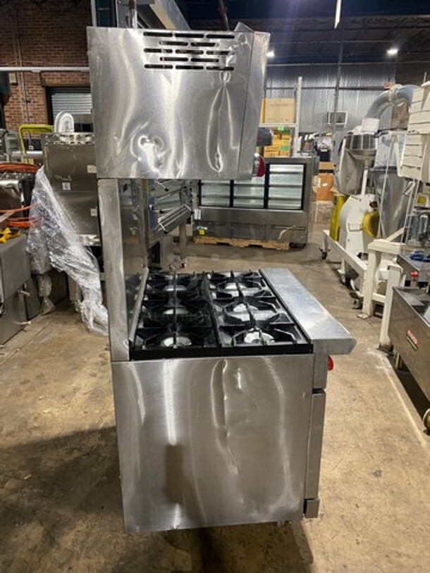 NICE!  American Range Natural Gas Powered 6 Burner Stove! With Full Size Oven Underneath! With Raised Back Splash And Salamander! All Stainless Steel! On Casters! Model: AR6 SN: 201215005 - Image 3 of 12