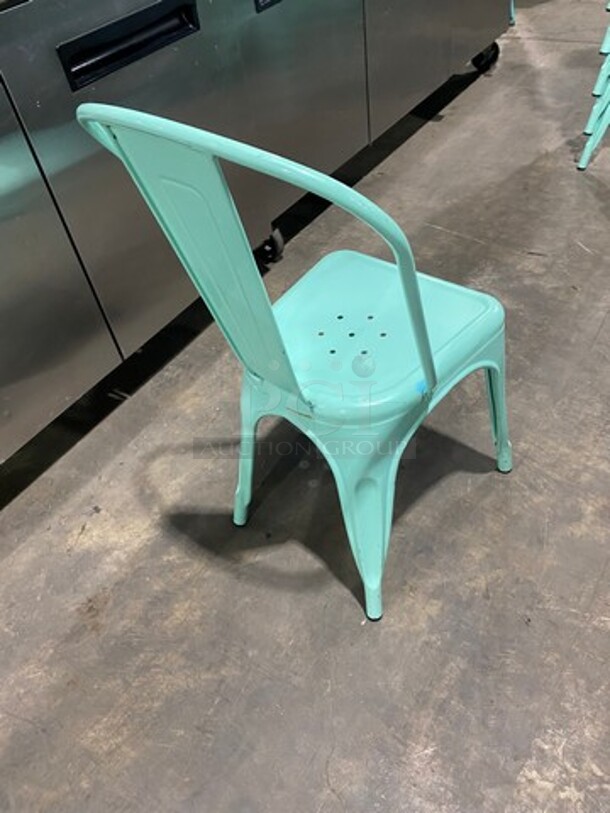 LIKE NEW! Light Blue Coated Tolix Style Metal Chairs! 8x Your Bid! - Image 4 of 6