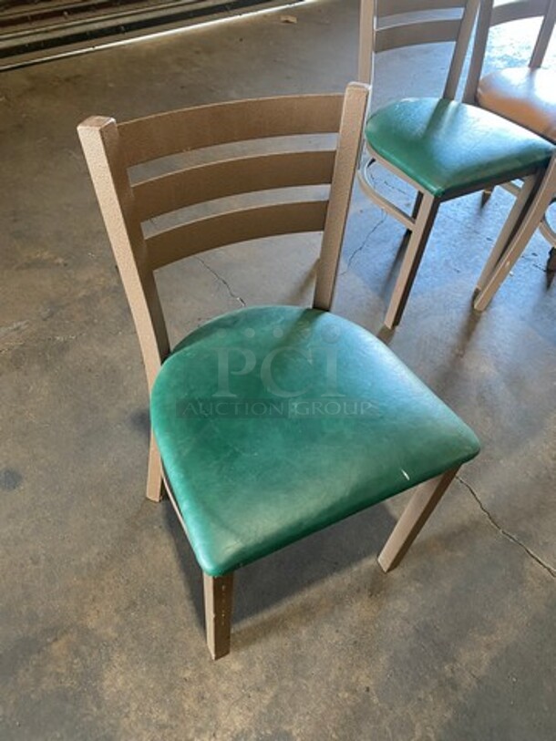 Green Cushioned Chairs! With Brown Metal Body! 5x Your Bid! - Image 4 of 6