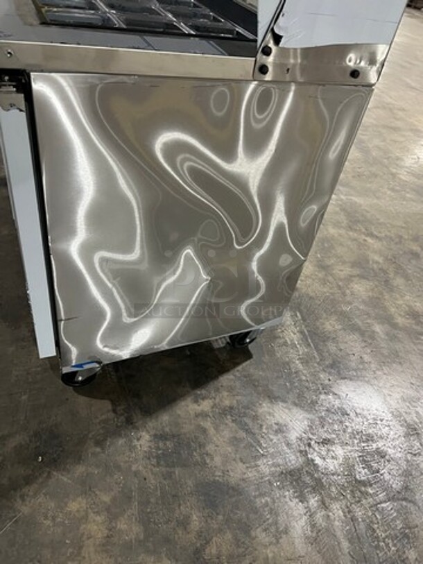NICE! SCRATCH-N-DENT! LATE MODEL! Asber Commercial Refrigerated Mega Top Sandwich Prep Table! With 2 Door Storage Space Underneath! All Stainless Steel! On Casters! - Image 5 of 12