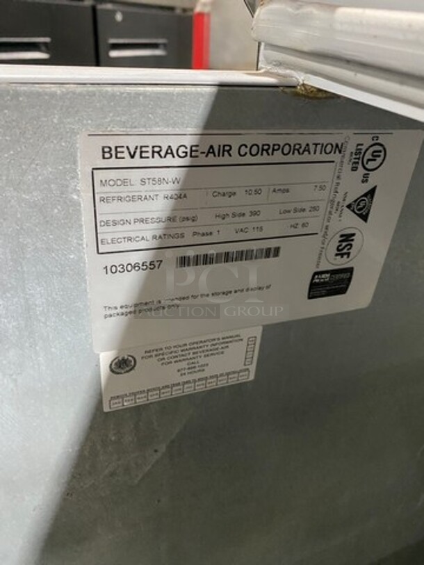COOL! Beverage Air Dual Access Milk Cooler! Stainless Steel And White Coated Steel! On Casters! Model: ST58NW SN: 10306557 115V 60HZ 1 Phase - Image 6 of 8
