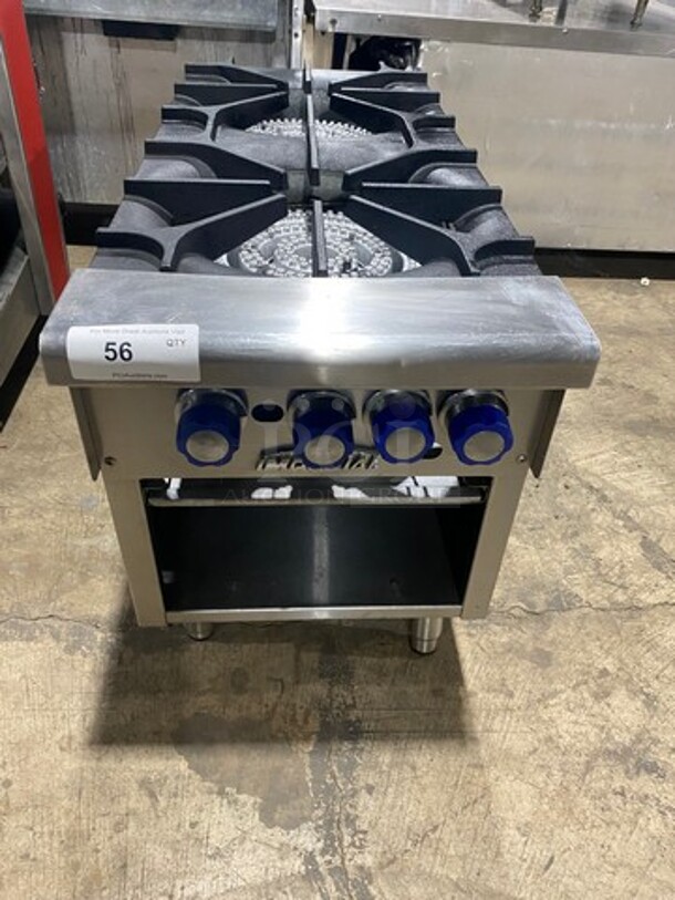 Imperial Commercial Countertop Natural Gas Powered 2 Burner Range! All Stainless Steel! On Small Legs! WORKING WHEN REMOVED! Model: ISPA182 SN: 07371118